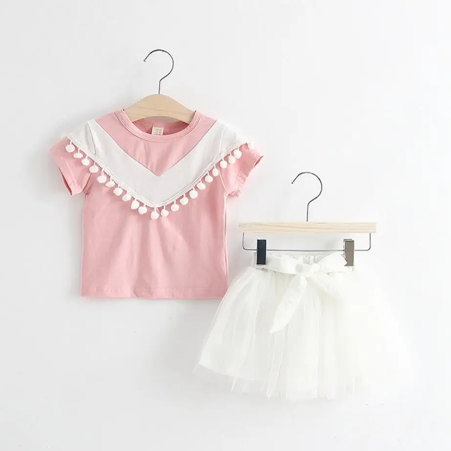 2017 2Pcs Lot Newborn Infant Baby Girls Clothing Sets Cotton Summer T Shirt Skirts Baby Fashion