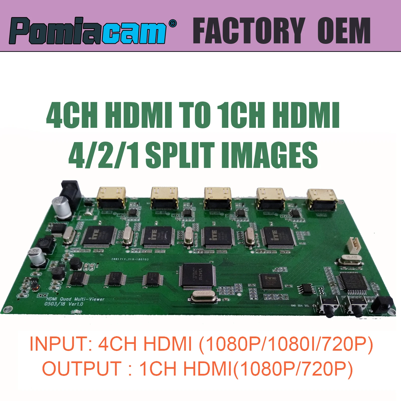 

HD30 factory 4CH HDMI to 1CH HDMI video multiple split images converter ,4 split images in one screen , for computer game