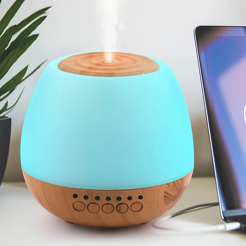 

400Ml Wood Grain Air Humidifier Purifier Ultrasonic Mute Aromatherapy Machine Intelligent Diffuser Mist Maker for Home