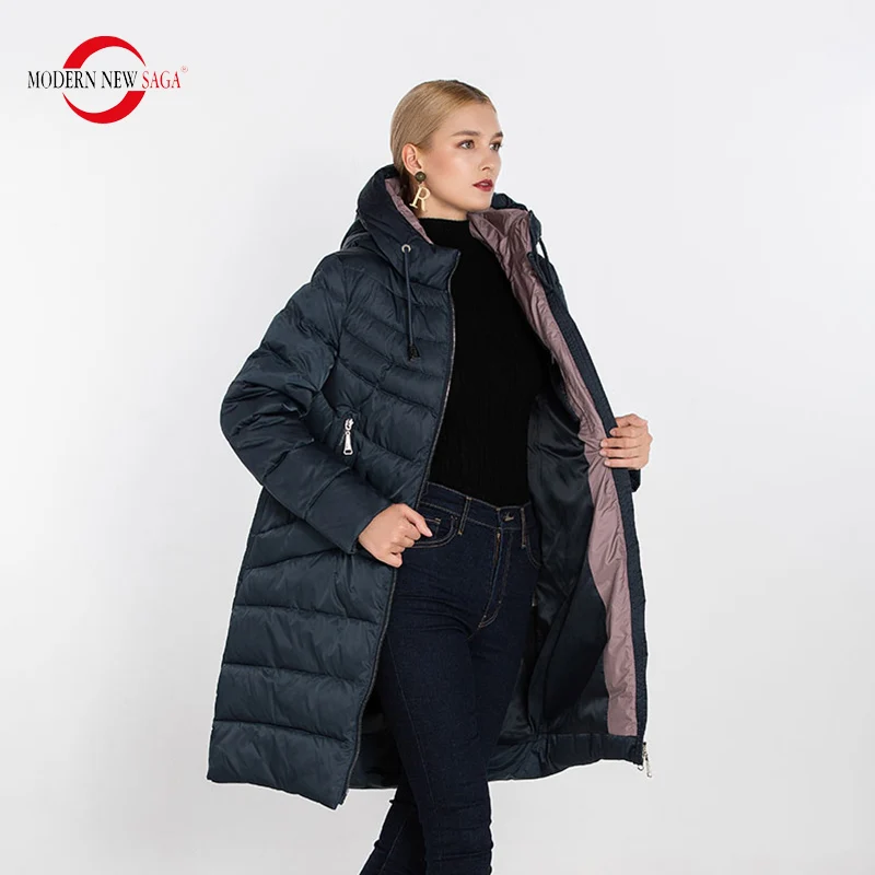 Modern New SAGA 2019 Autumn Women Coat & Jacket Zipper Hooded Overcoat Thick Cotton Padded Jacket Ladies Warm Parkas