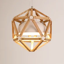 Vintage Loft Japanese Style Diamond 35/45cm Pendant Light Oak Wood Iron Shade Retro Lamp E27 110/220v Cord Hanging Fixture
