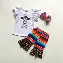 Летняя одежда для маленьких девочек, бутик, маленькая телячья серпа, леопардовые Капри, хлопковые наряды, детская одежда с подходящими аксессуарами