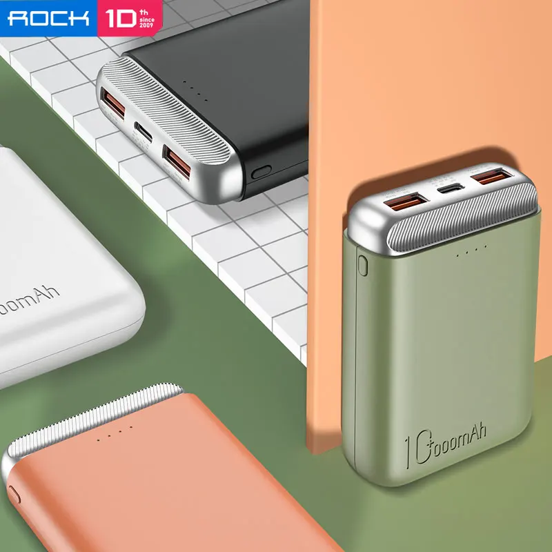  ROCK Portable Mini PD 10000mah Power Bank External Battery USB PD Fast Charging Powerbank For iPhon