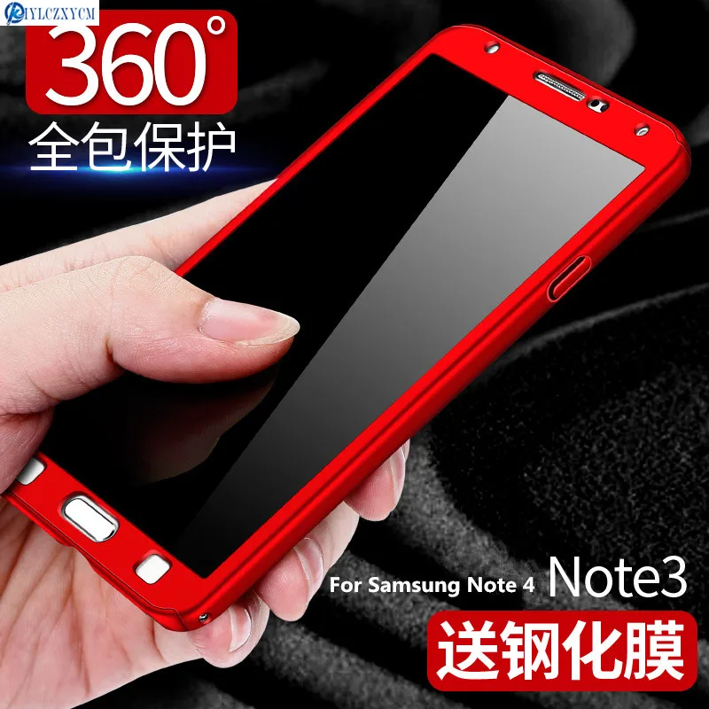 KIYLCZXYCM для samsung Galaxy Note 3 Note3 N900 случае 360 Полный защитить телефон чехол 4 Note4 N9100 + Tepered