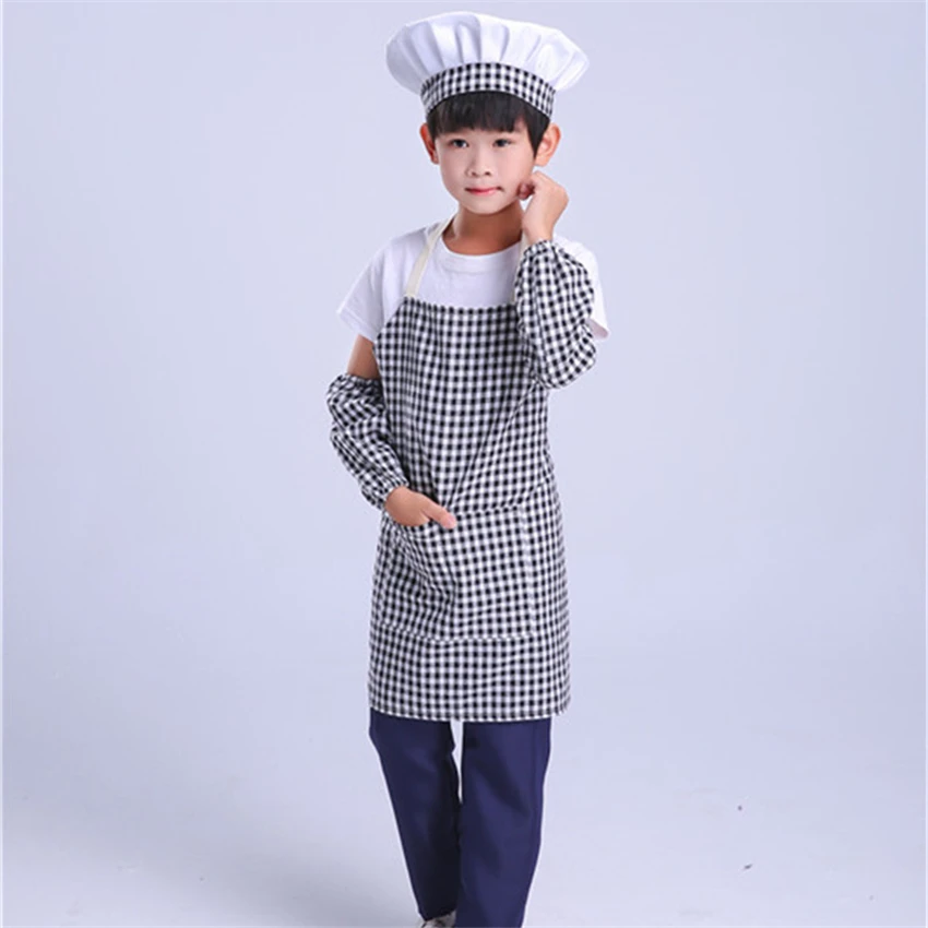 New Kids Chef Cosplay Costumes Cook Clothing Boys Chef Jacket Apron Hat