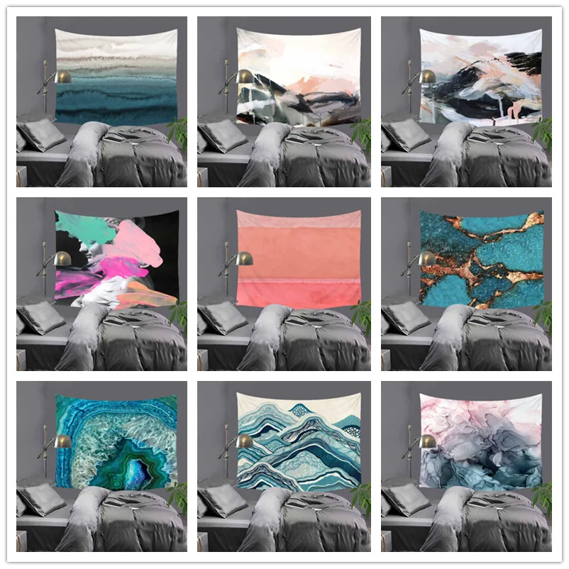 

Nordic personality stitching abstract printed tapestry Wall hanging Home Decor Yoga Matt Table Cloth Polyester Mandala Tapestry