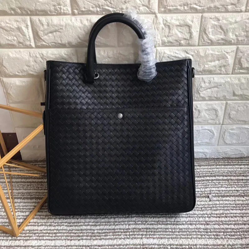Briefcase 2018 Men s business High quality cowhide The single shoulder bag Handbag Zipper leather braided