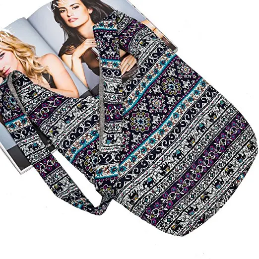 women Hippie Crossbody Bag Thai Top Zip Hobo Sling Bag Handmade Hipster Messenger Bag (3)