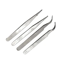 4 шт. изогнутая прямая нержавеющая сталь комплект пинцетов ювелирных изделий лаборатории работы Инструменты для ногтей