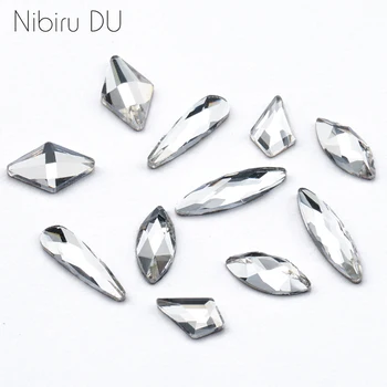 

Nail Art Rhinestones 20Pcs/Pack Flat Shaped Elongated Glass Crystal Clear Stones For 3D Nails Decoration Accessories tool