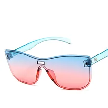 Солнцезащитные очки без оправы для женщин, фирменный дизайн, солнцезащитные очки, градиентные оттенки, негабаритные линзы, женские очки без оправы, металлические очки UV400