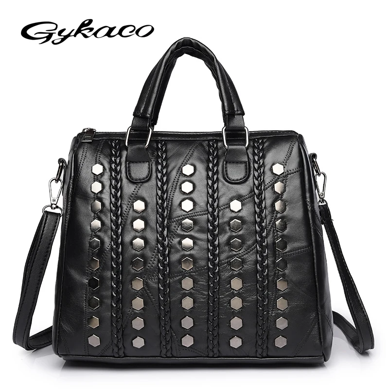 

Gykaeo Winter 2017 Luxury Women Bag Ladies Designer Handbag High Quality Famous Brand Rivet Shoulder Bags Tote Women Hand Bag