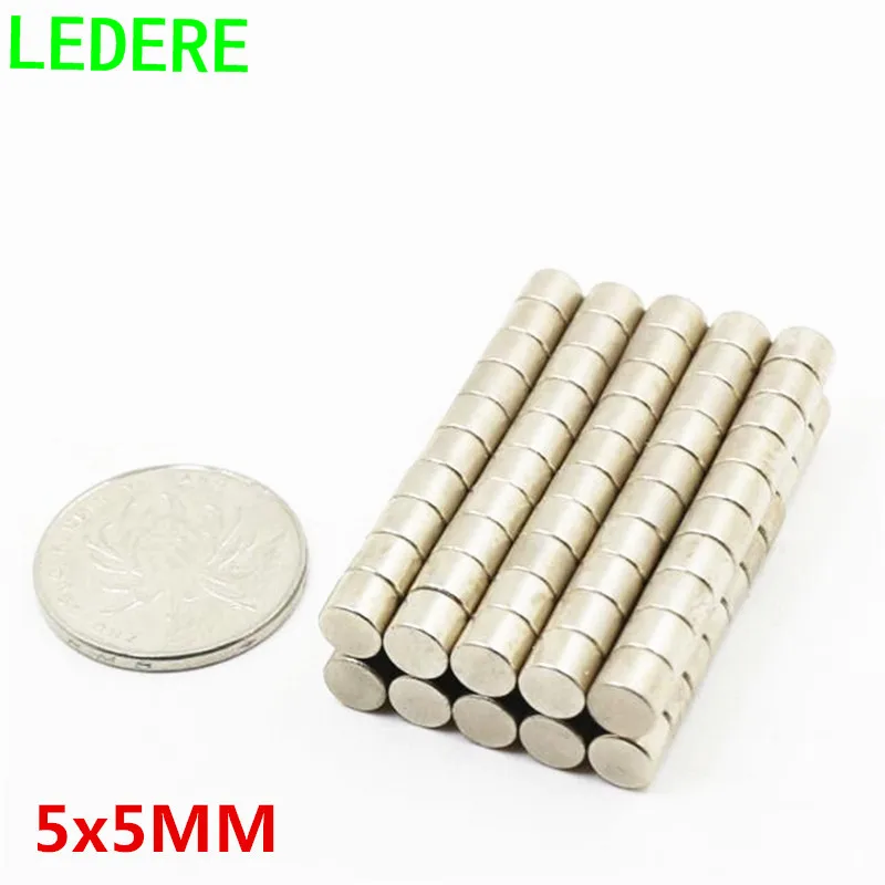 

LEDERE 100pcs 5x5 N35 Mini Super Strong Powerful Round Craft Rare Earth Neodymium Magnets 5*5 5mmx5mm