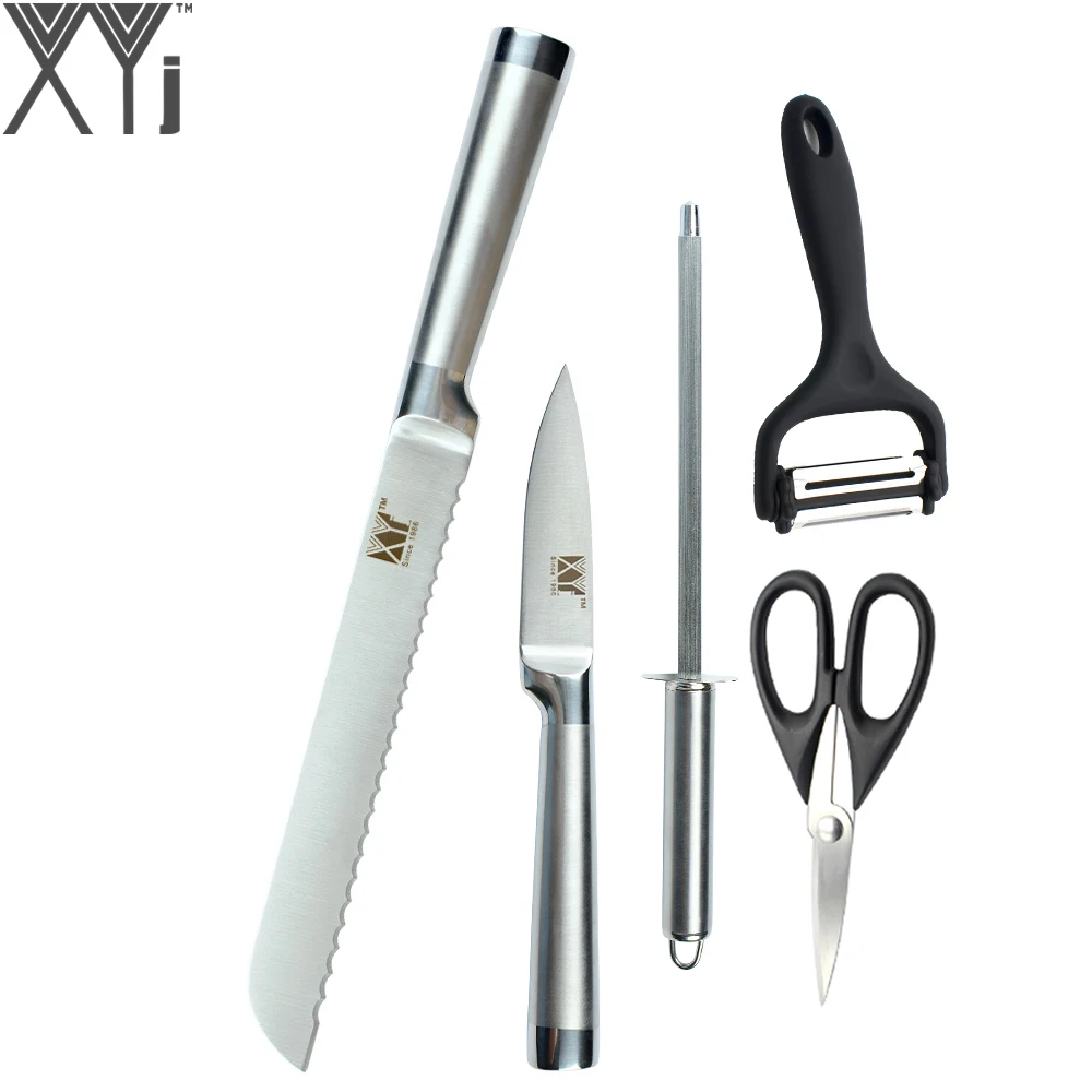 XYj Brand Handmade Cooking Tools Sharp Ktichen Knives 8&quot 3.5&quot Stainless Steel Knife + Durable Sharpening Bar Scissor Peeler | Дом и