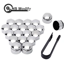 NS Modify Car Styling 20Pcs 17mm Truck Bike Tire Valve Stem Caps Wheel Nuts Covers Anti Theft Black/Silver/Gray