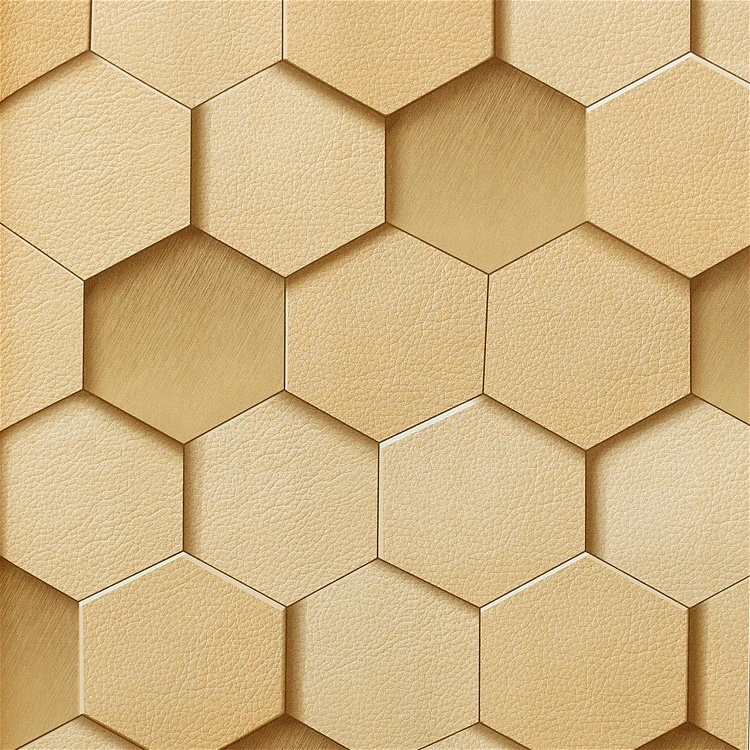 ビニール壁紙六角形3d効果 Vinyl Wallpaper Hexagon Wallpapervinyl 3d Wallpaper Aliexpress