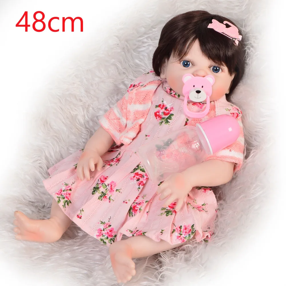 

19"Bebes Reborn Full Body silicone doll 48CM Reborn Baby Doll Bath Toy Lifelike Newborn modeling Princess Bonecas Menina