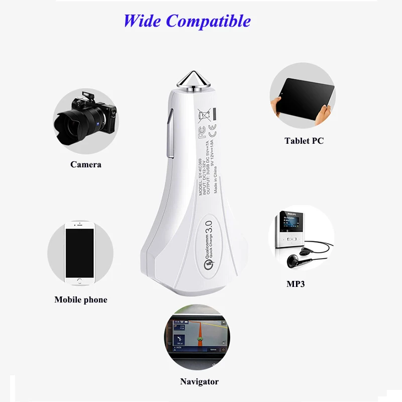05QC3.0 Fast Charge Car Charger 3 Port Type-C QC3.0 3.5A Port Car Mobile Phone Adapter
