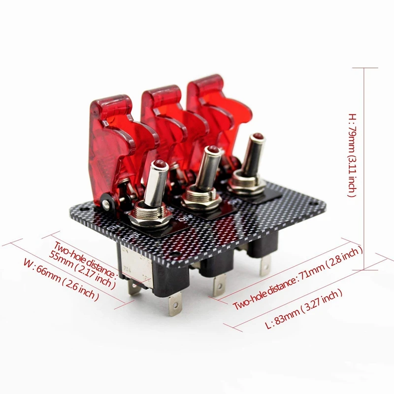 12V тумблер гоночный двигатель зажигания реле переключатели углеродное волокно поверхность панель автомобиля с Светодиодный индикатор, красный