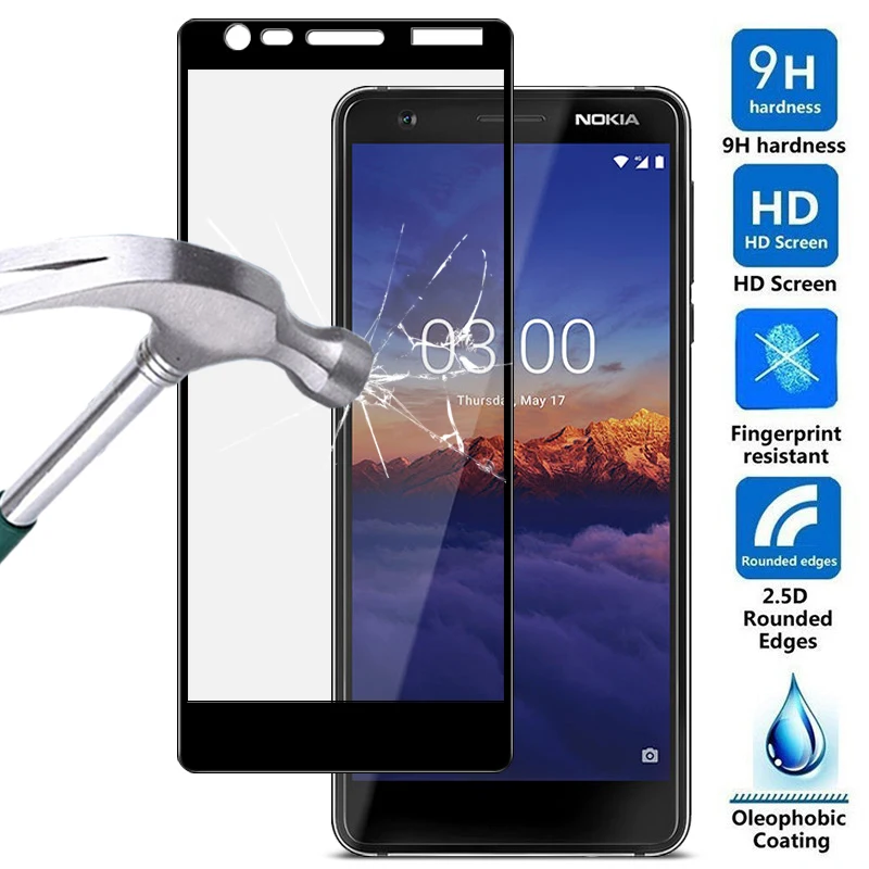 Полное закаленное стекло для Nokia 3,1, Защита экрана для Nokia 6,1 5,1 7,1 Plus X5 X6 3 5 6 7 8, защитное стекло, защитная пленка