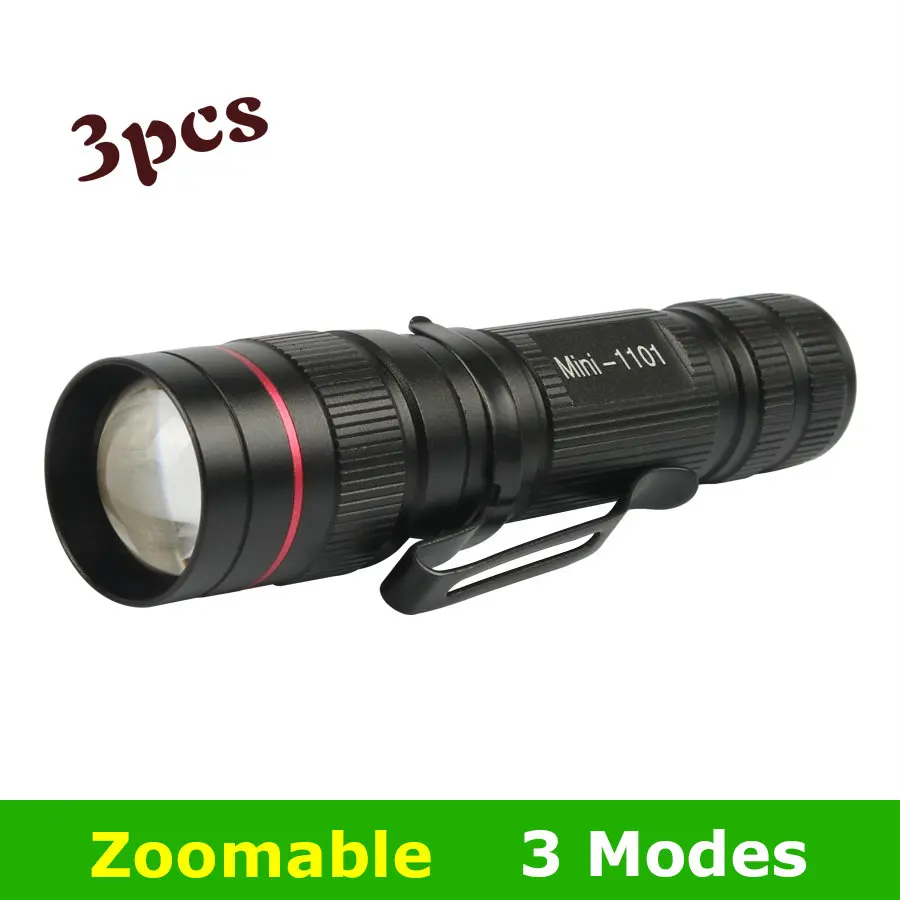 3 шт. Водонепроницаемый мощный светодиодный фонарик CREE Q5 Мини Flash Light для
