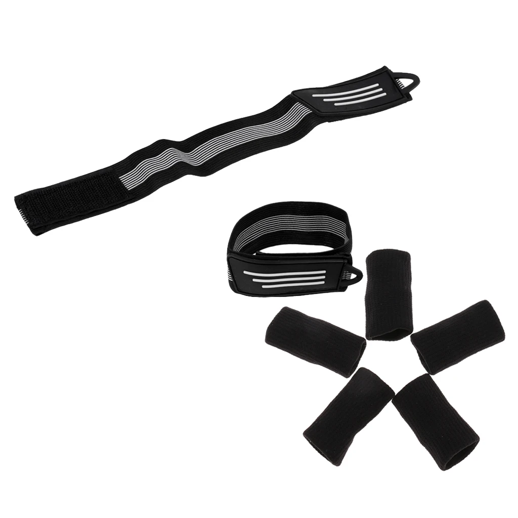 2 Pcs Cycling Bike High Elastic Pants Band with 5pcs Finger Protector