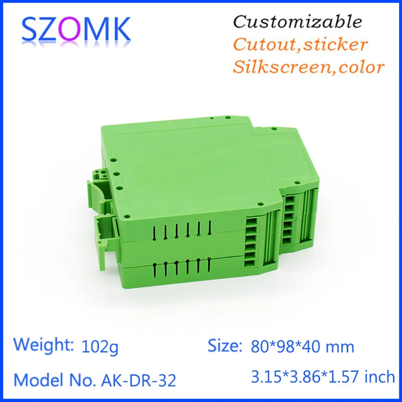 

1 piece, 80*98*40mm hot sales plastic din rail enclosure control box pcb junction box PLC plastic electronics box din rail case