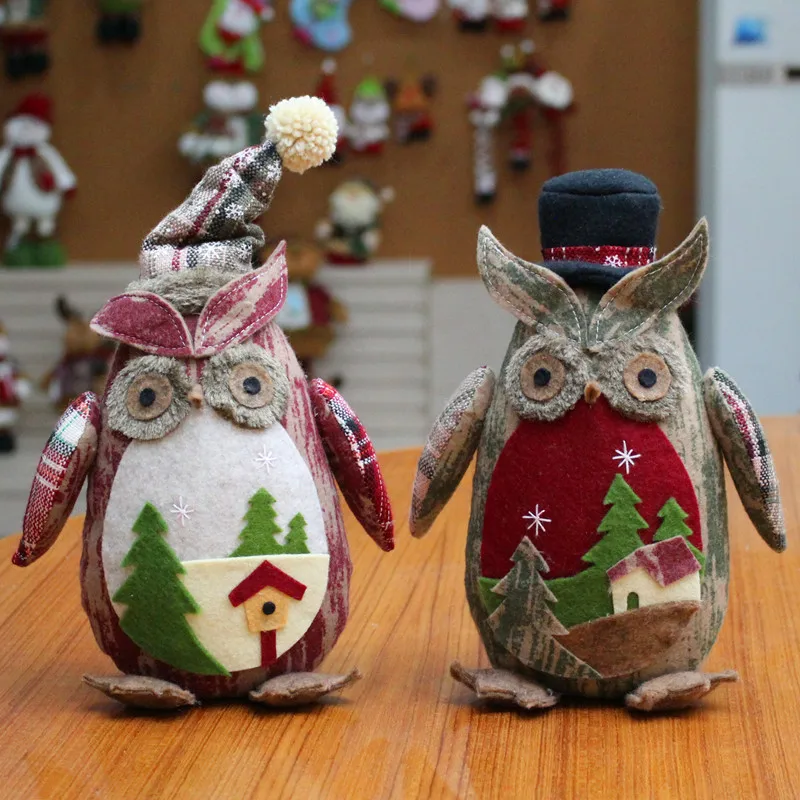 

Creative Xmas Plush Owl Dolls Christmas Festival Ornaments Toys Children New Year Gifts for Home Decor