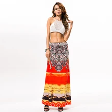 Тайский стиль лето Falda праздник Винтаж Длинные пляжные макси юбка с высокой талией Этнические женские юбки Терилен халат с печатным рисунком Femme