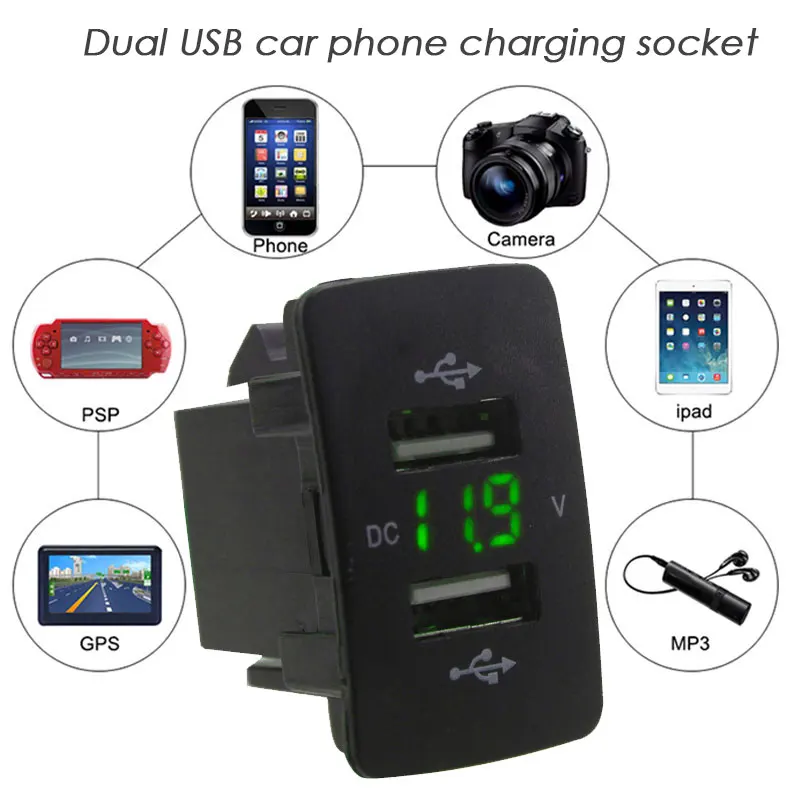 

Vehemo 12/24V for Tamper Proof Auto USB Charger Auto Dual USB Auto USB Socket Tool Multifunctional Tools Car Accessories