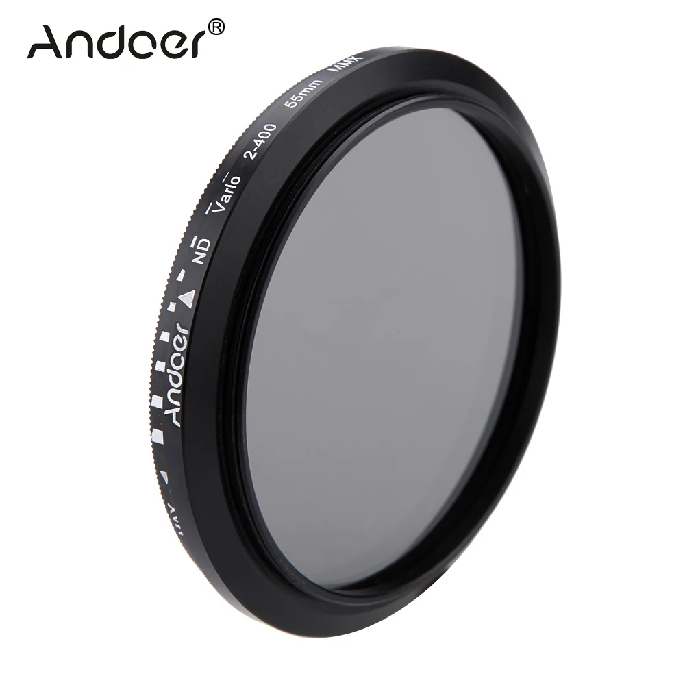 

Andoer 55mm ND Filter Fader Neutral Density Adjustable ND2 to ND400 Variable Filter for Canon Nikon DSLR Camera