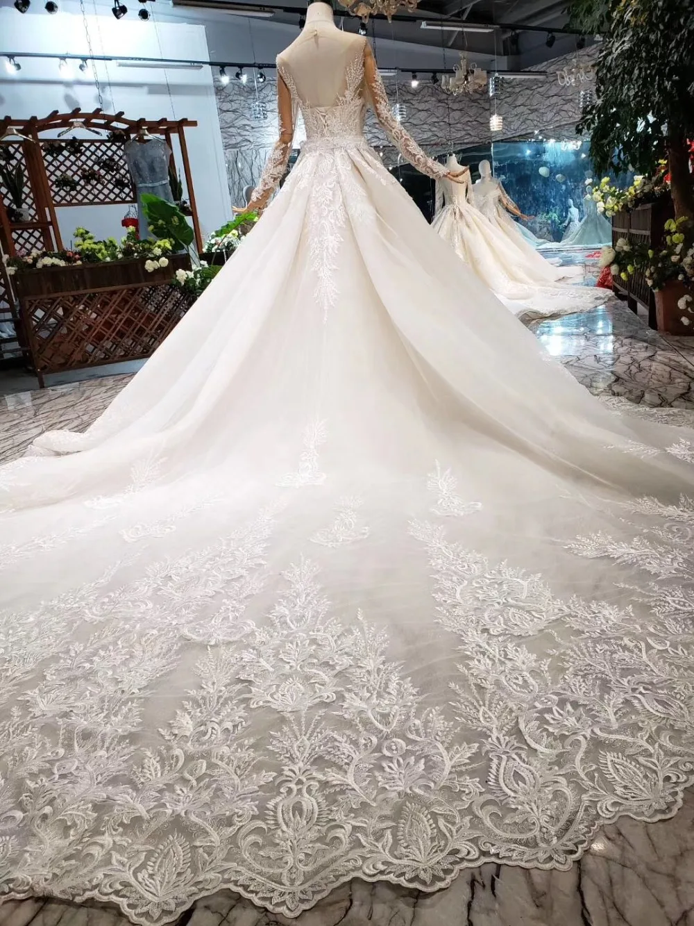 CloverBridal Высокое качество Европа Америка Стиль Длинные рукава Кружева Тюль Русалка Свадебные платья 2019 со съемным длинным шлейфом