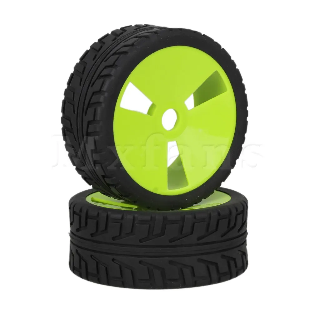 

Mxfans 4 x 3 Holes Plastic Wheel Rim High Grip Rubber Tyre for RC1:8 Off Road Car