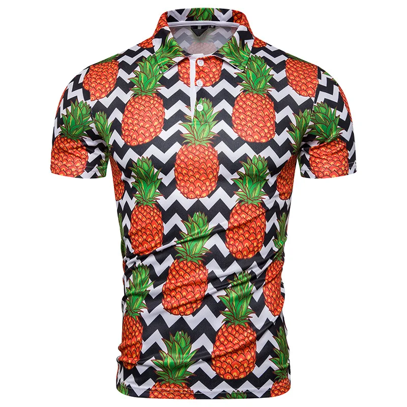

Pineapple print short sleeves for men's fashion 2019 summer