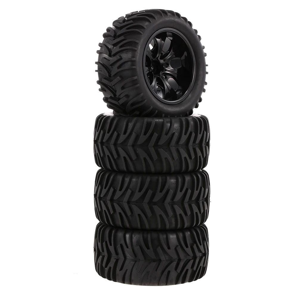 4 шт. RC Tires1/10 внедорожные шины с двойным V рисунком протектора 7 10 спиц обод Шина для