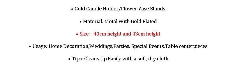PEANDIM металлическая ваза для цветов Золото подставка для свечи Свадебная украшения Дорога ведущий 40 см и 43 см для ухода за ребенком для мам высокий ваза для цветов