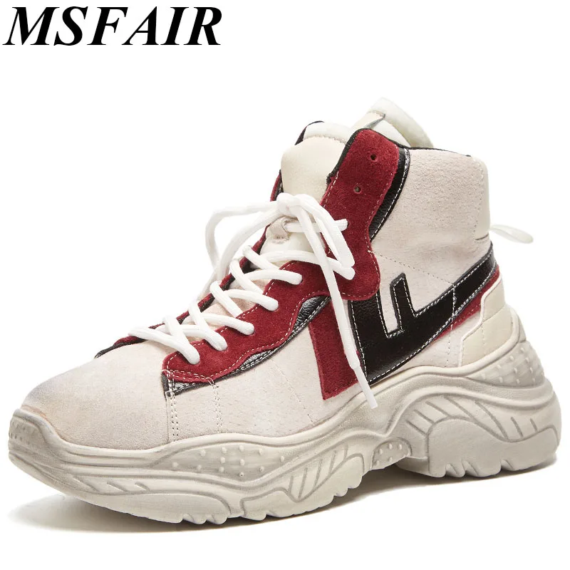

MSFAIR Winter Womens Flats Plus Size 35-42 Leather Shoes Woman Brand Spring Autumn Flat Platform Fashion Ladies Casual Shoes