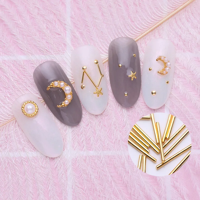 

100PCS Mixed Nail Studs 3D Nail Art Decorations Metal Frame Starfish Gold Rivet DIY Tips Nail Art Decoration Accessories