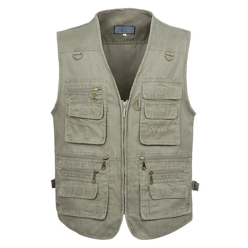 

Denim Vest Men Waistcoats Vests Male Many Pockets Zipper Single Breasted Vest Literary Unloading Hip Hop Sleeveless Jean Jacket