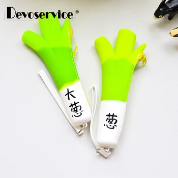 

Novelty Green Onion Silicone Waterproof Pencil Case Stationery Storage Organizer Bag School Office Supply Escolar