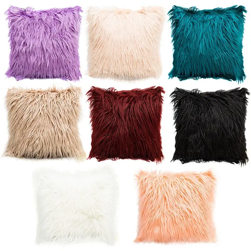 

Nordic Long Hair Bolster Cover Soft Plush Decorative Pillowcase For Home Hotel Fashion Multi-color Plush Hair Pillow Covers