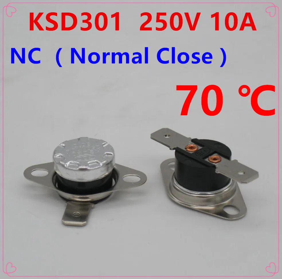 10pcs Ksd301 70 Degrees Celsius 70 C Normal Close Nc Temperature