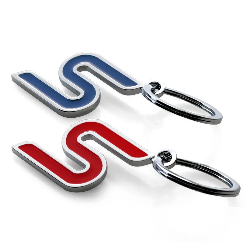 

S Red Blue 100% Metal Car Key Ring Auto Key Chain for Ford Fiesta Focus Mondeo Fusion Mondeo Kuga Ecosport Car-Styling