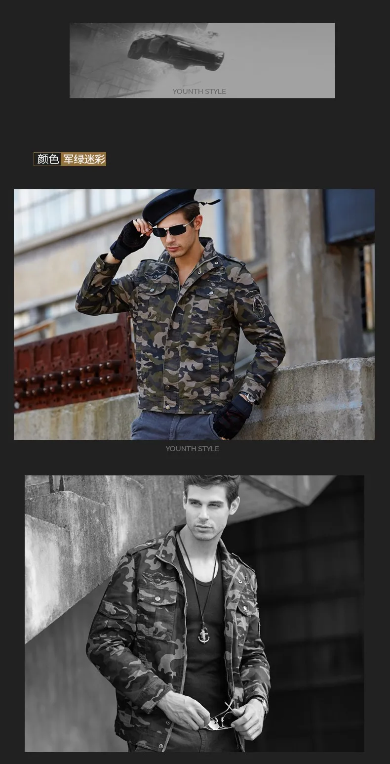 Chaqueta de manga larga para hombre, chaqueta de camuflaje de estilo  militar para jóvenes, abrigo de lona de algodón 100% con múltiples  bolsillos, moda de otoño - AliExpress