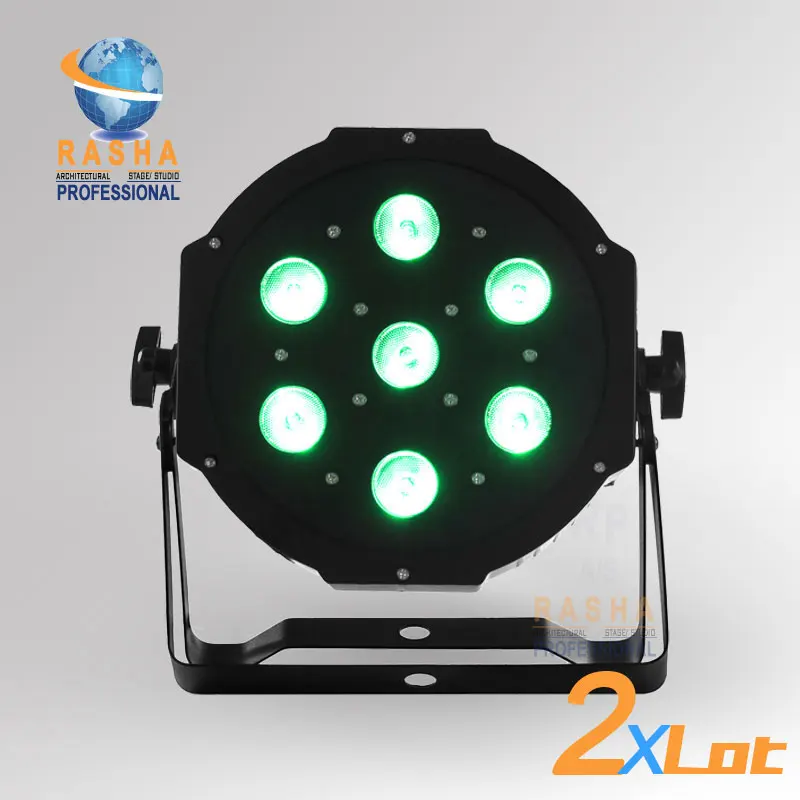 

2XLOT HOT SALE 7pcs*12W Quad LEDs (4in1 RGBA/RGBW) LED Mega Quadpar Profile DMX Par Can RASHA LED PAR LIGHT STAGE LIGHT