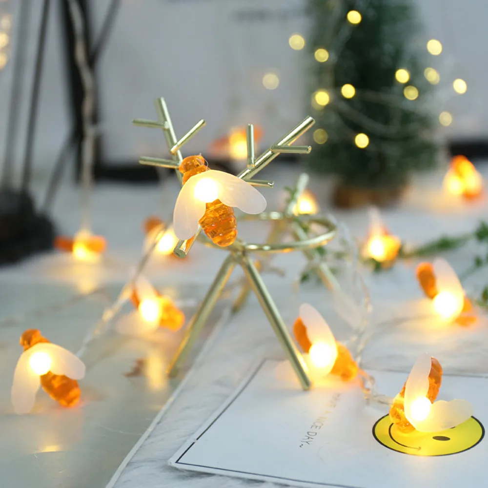 

6M 40LED String Light Batteries Curtain Bee Lights String House Party Decor Striking With Beads Xmas Lights Party Wedding