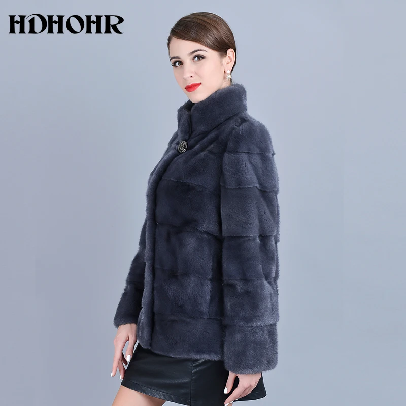 Новинка 2020 шуба из меха норки HDHOHR женские высококачественные Куртки натуральной