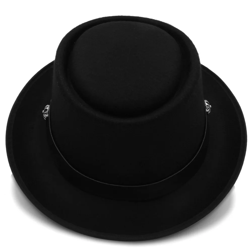 Шляпа для папы со свининой мужчин и женщин шерсть осенняя плоская Fedora шляпа