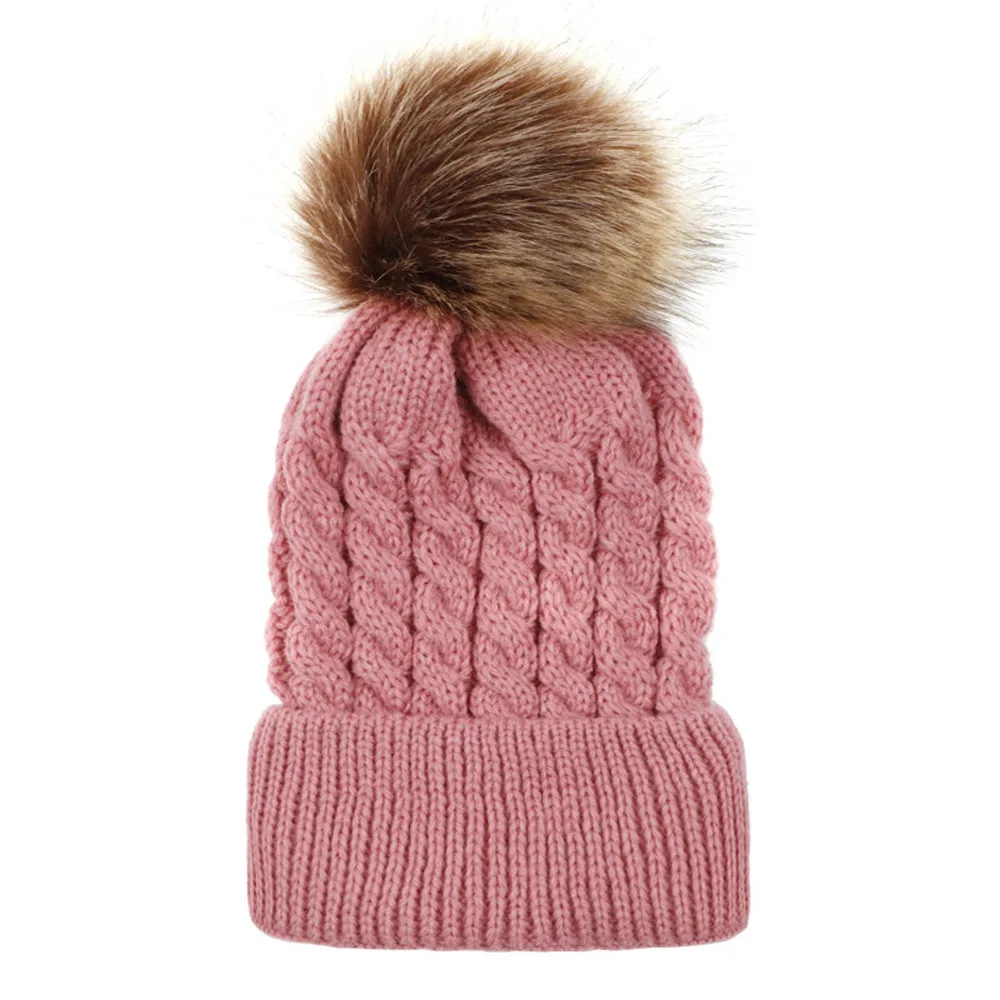 Зимние шапки для женщин, Beanie, мужские шапочки с черепами, милые детские хлопковые шапки для новорожденных мальчиков и девочек, зимняя теплая шапка invierno - Цвет: Pink