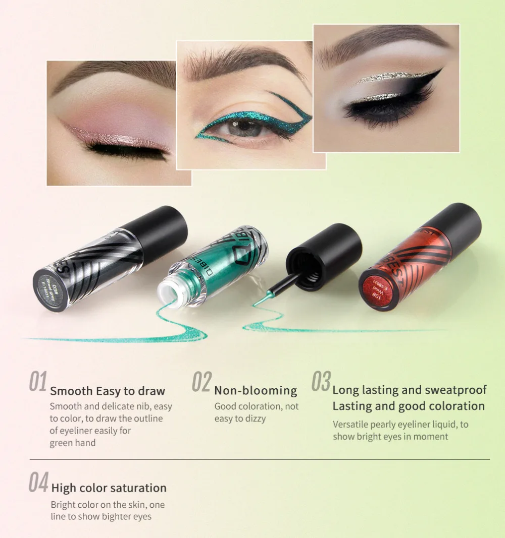 Бренд qibest Водонепроницаемый Блеск жидкая подводка Долгое Макияж Eye Liner Pencil Shimmer быстросохнущая жидкая подводка косметическая